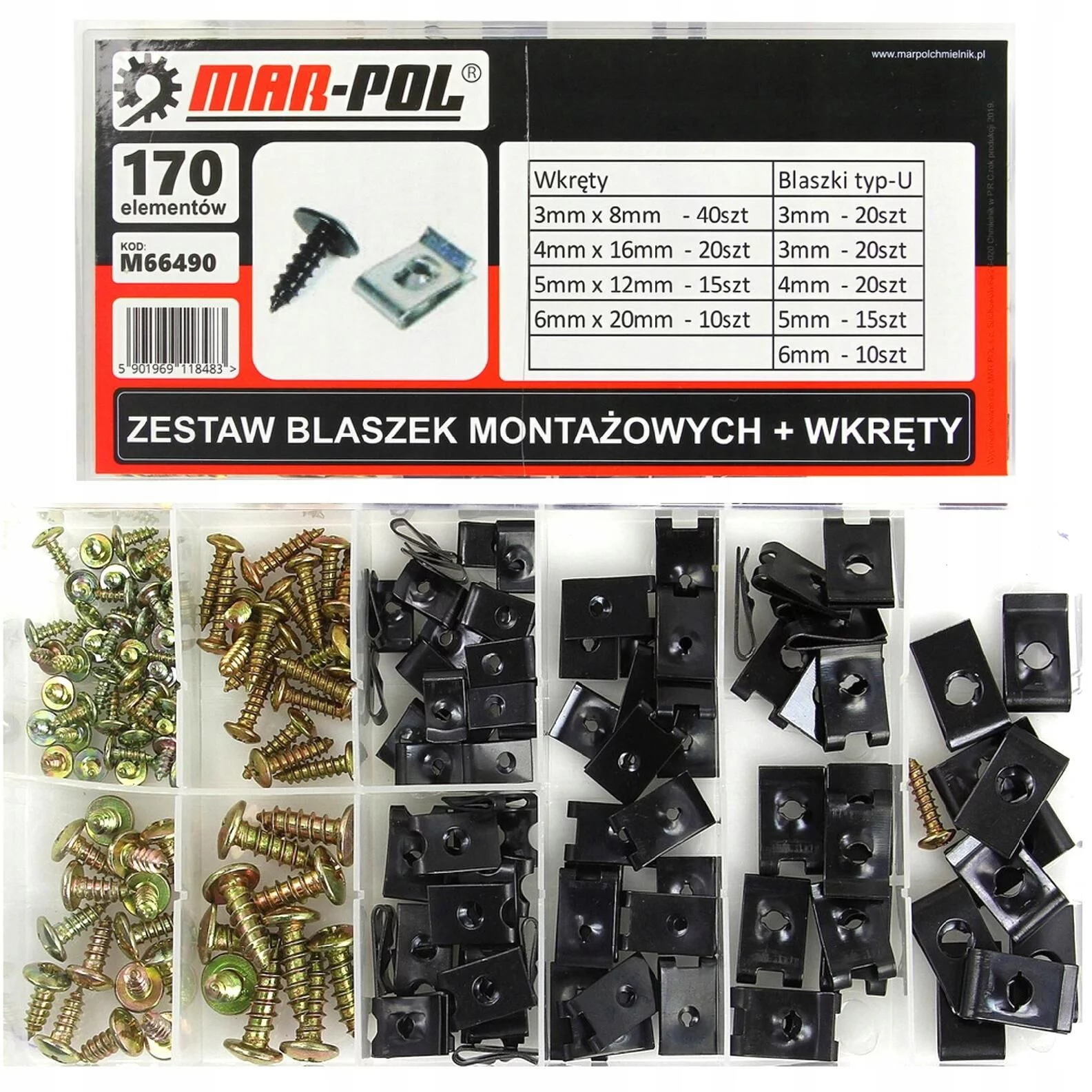 ZESTAW BLASZEK MONTAŻOWYCH + WKRĘTY 170el