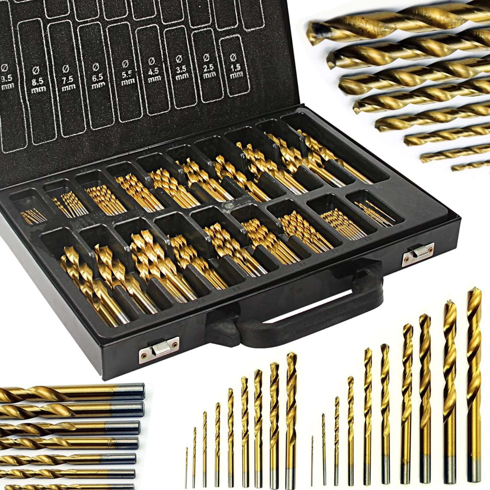 KPL. WIERTEŁ 170szt 1-10mm złote TYTAN
