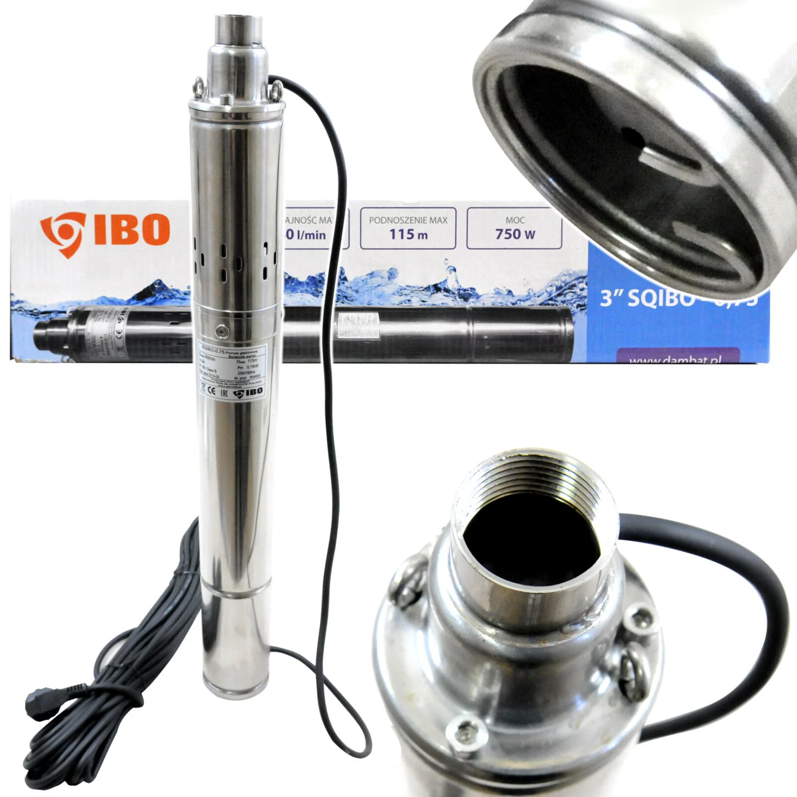 SQIBO 0,75 POMPA GŁĘBINOWA 3'' 230V