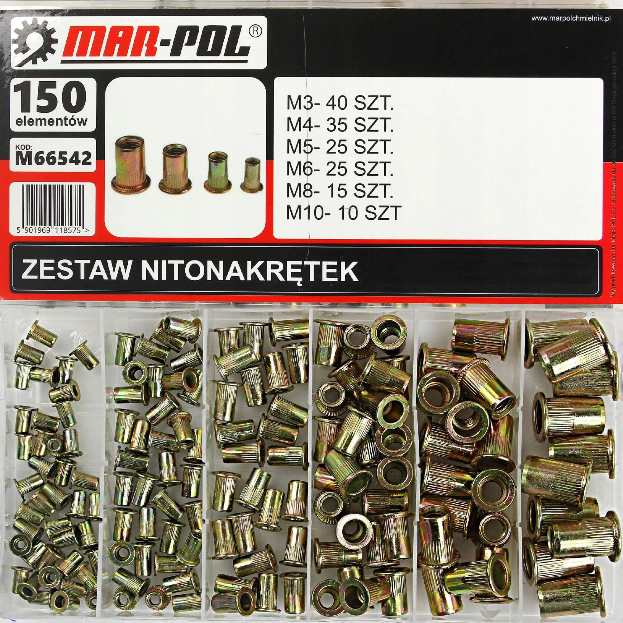 ZESTAW NITONAKRĘTEK STALOWYCH 150 ELEMENTÓW + ORGANIZER