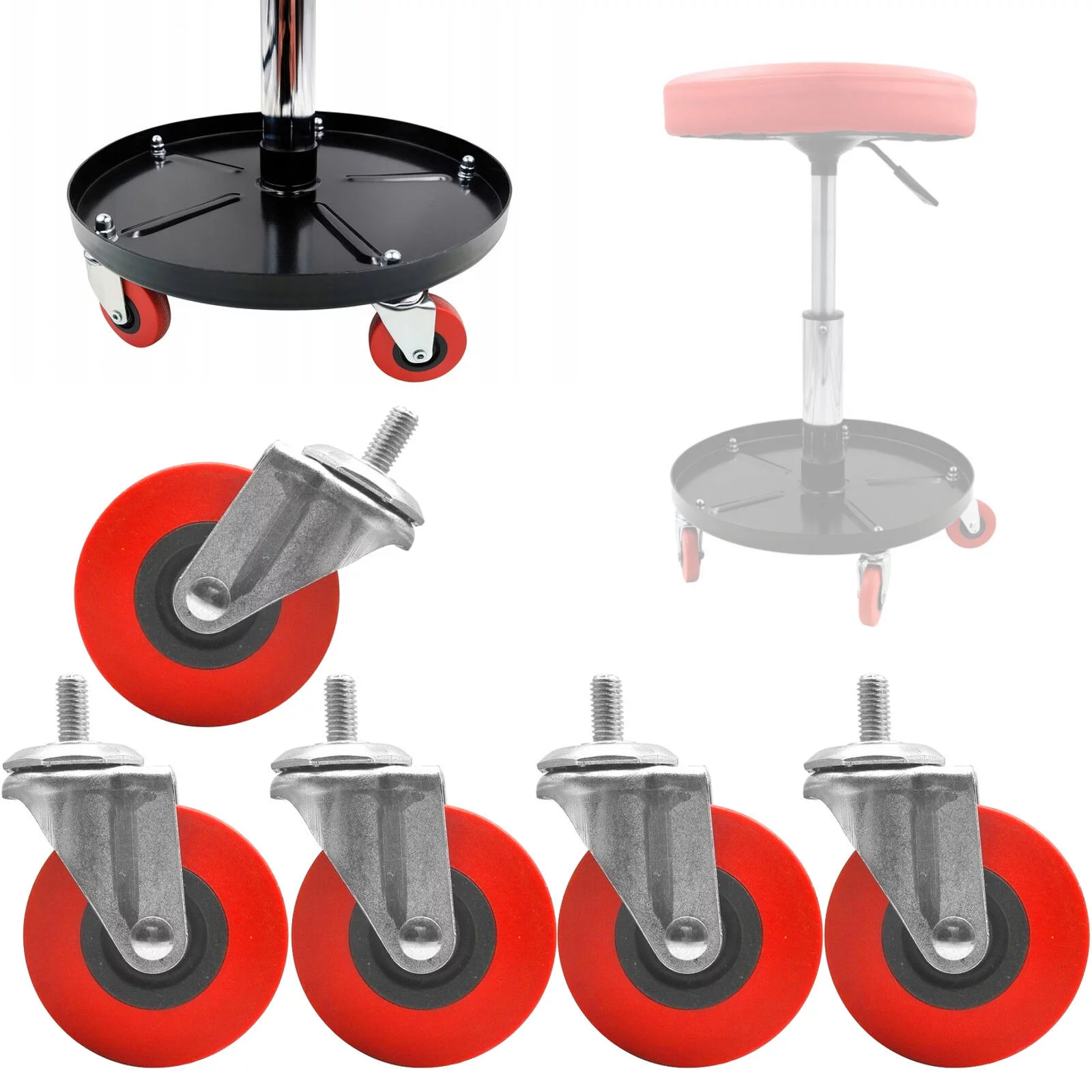 4x KOŁO SKRĘTNE do TABORETU WARSZTATOWEGO KÓŁKO LEŻANKI STOŁKA 62mm 4sztuki