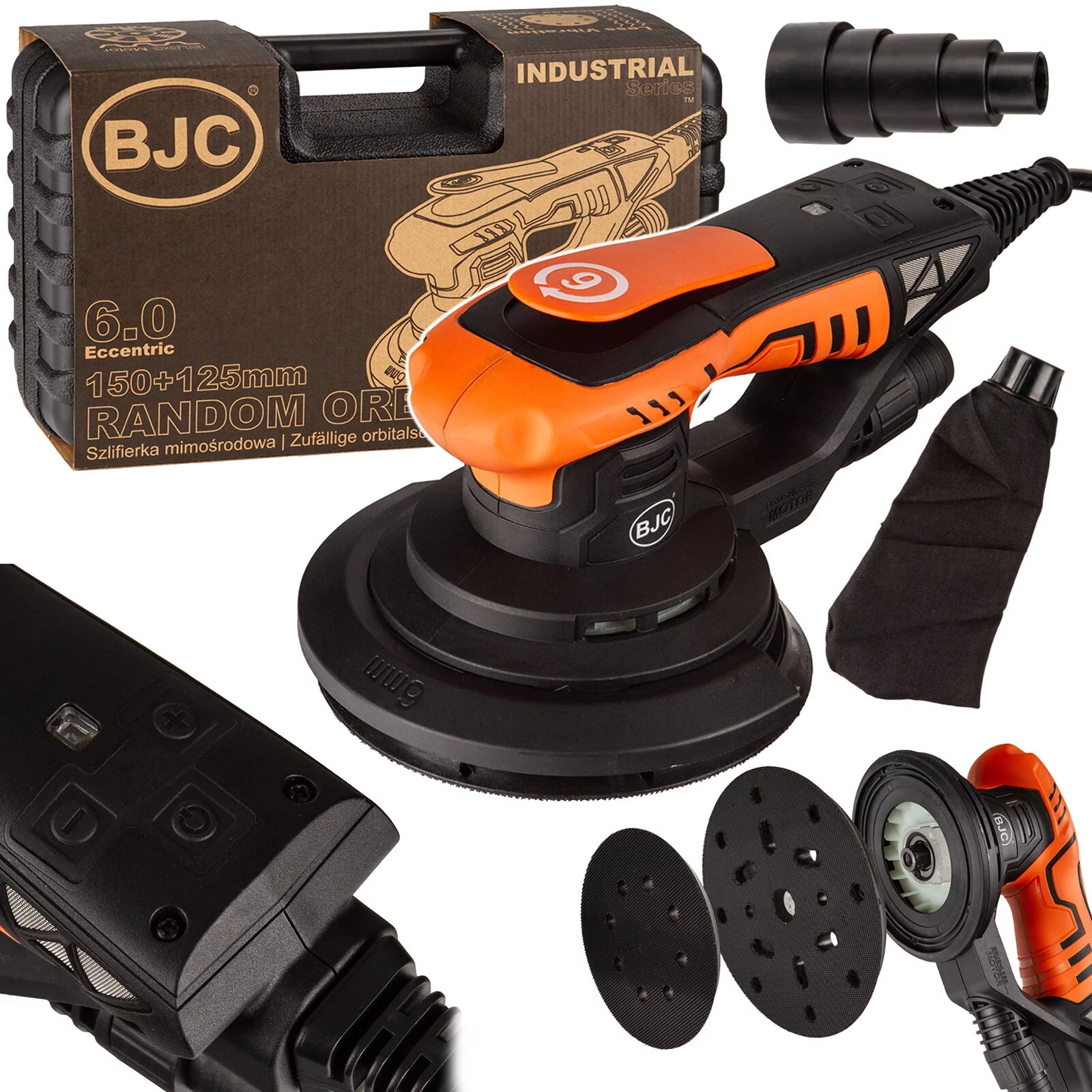 BEZSZCZOTKOWA SZLIFIERKA MIMOŚRODOWA BJC 150 125mm SZPACHLI GIPSU PEX
