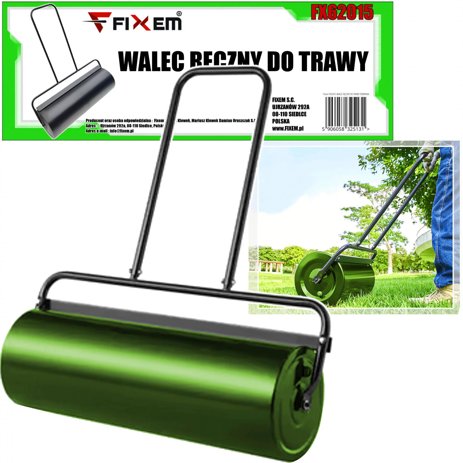 WALEC RĘCZNY DO TRAWY TRAWNIKA 900x300
