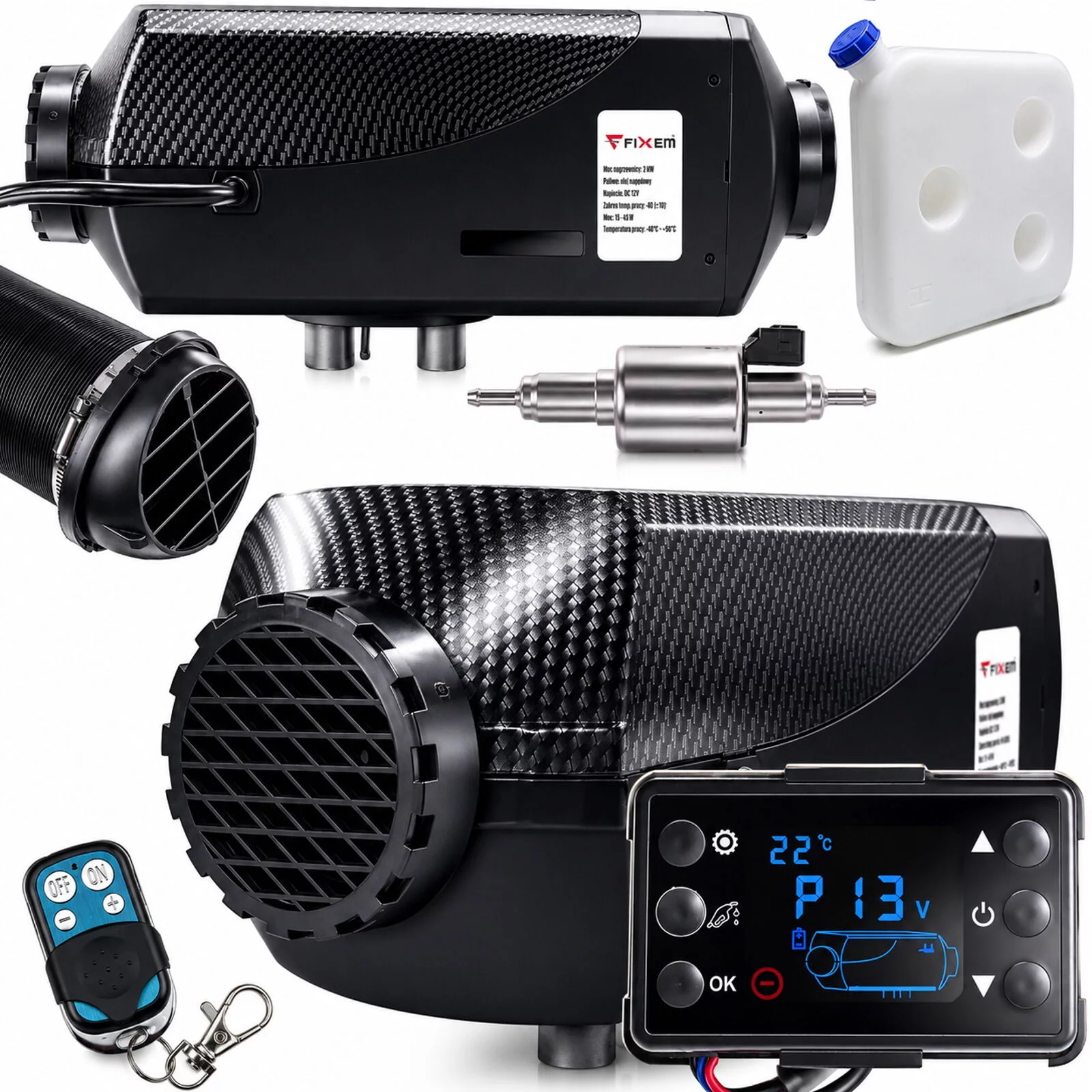 OGRZEWANIE POSTOJOWE ZESTAW 12V 24V LCD