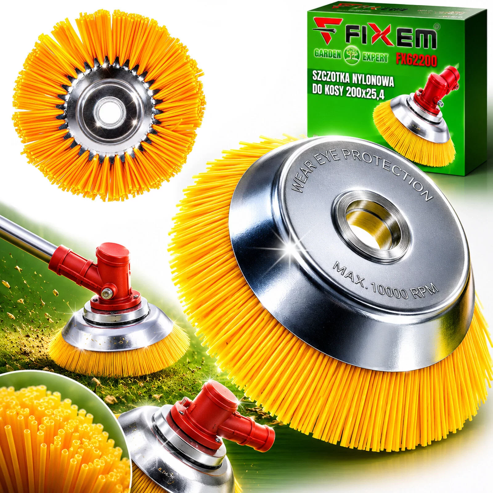 SZCZOTKA NYLONOWA DO KOSY 200x25,4