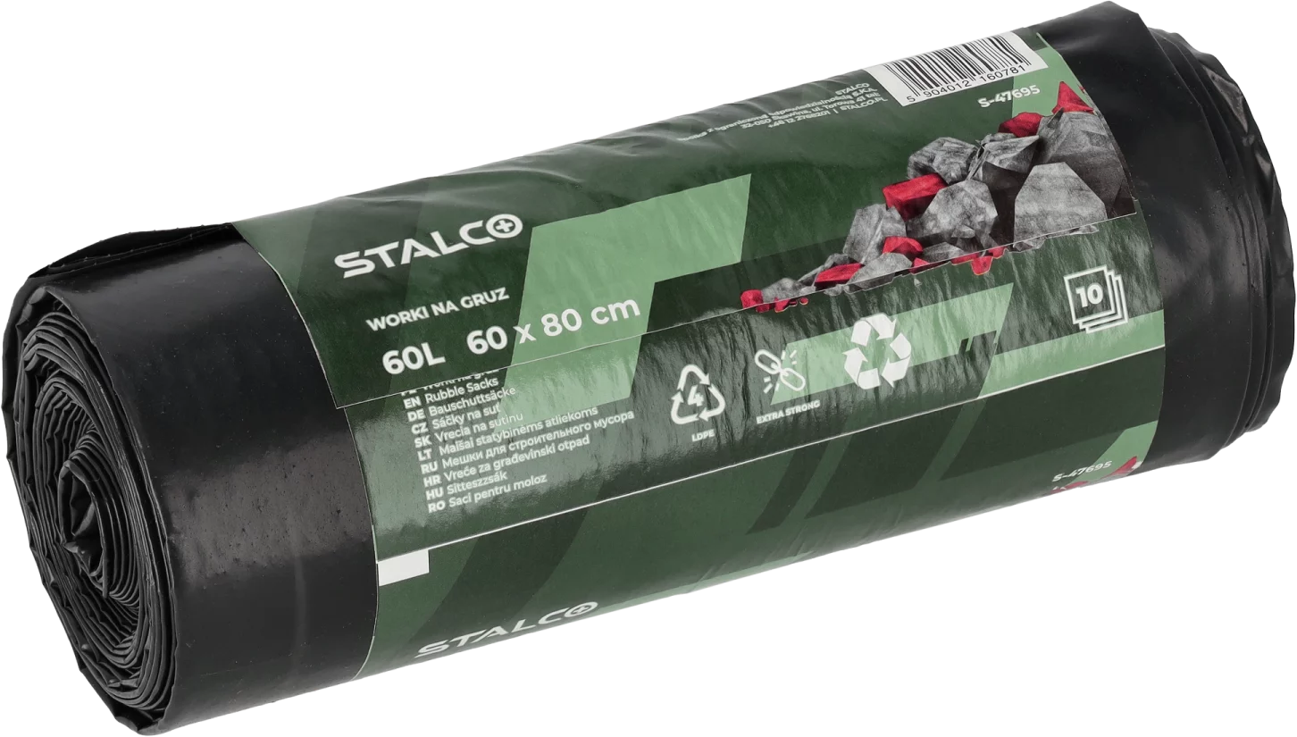 Worki na gruz 60l LDPE kpl-10szt. STALCO S-47695