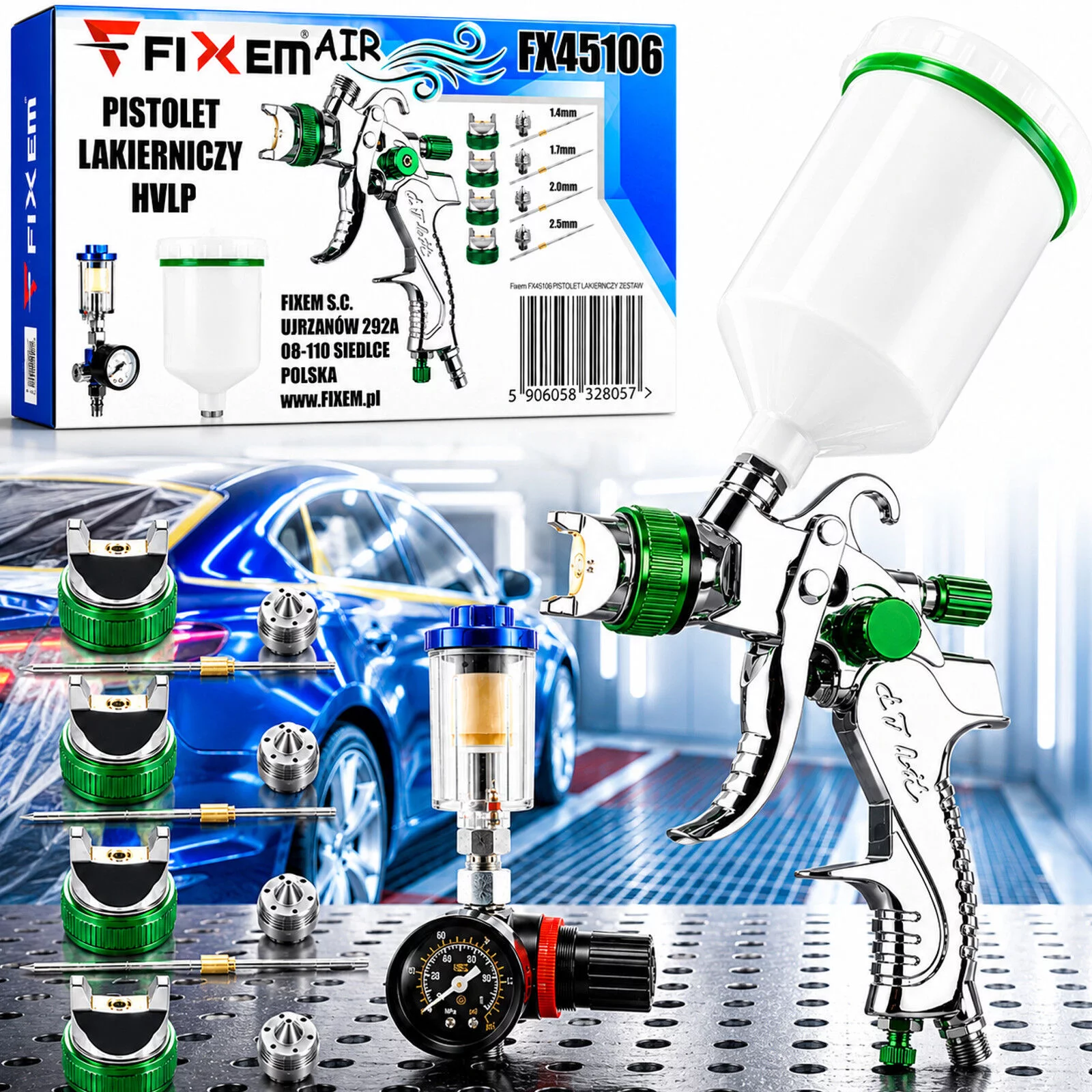 PISTOLET LAKIERNICZY 1.4,1.7,2.0,2.5 HVLP FIXEM