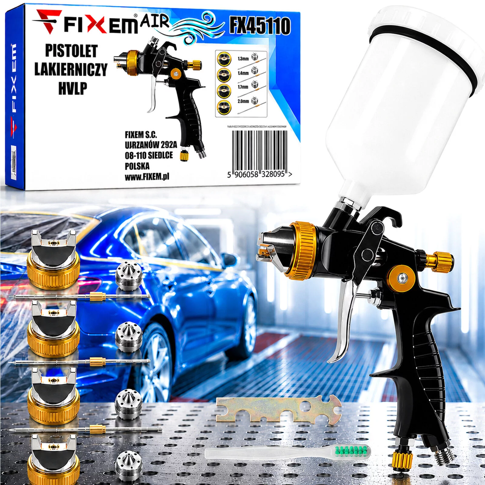 PISTOLET LAKIERNICZY ZESTAW 1.3-2.0 HVLP FIXEM AIR