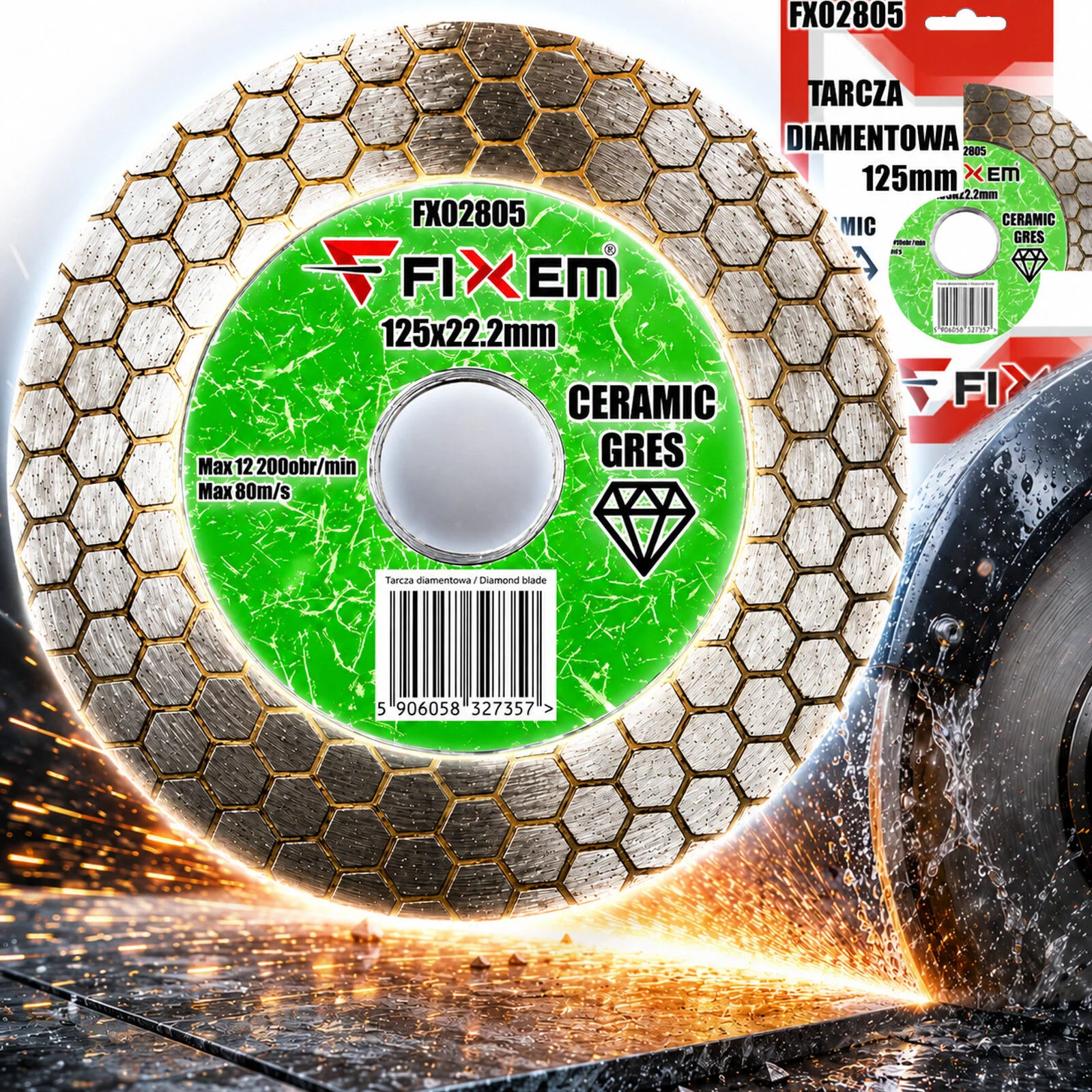 TARCZA DIAMENTOWA 125mm DO CERAMIKI HEX