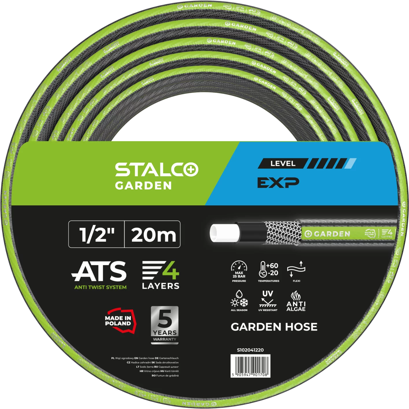 Wąż ogrodowy ATS 1/2” 20m EXP STALCO GARDEN S10
