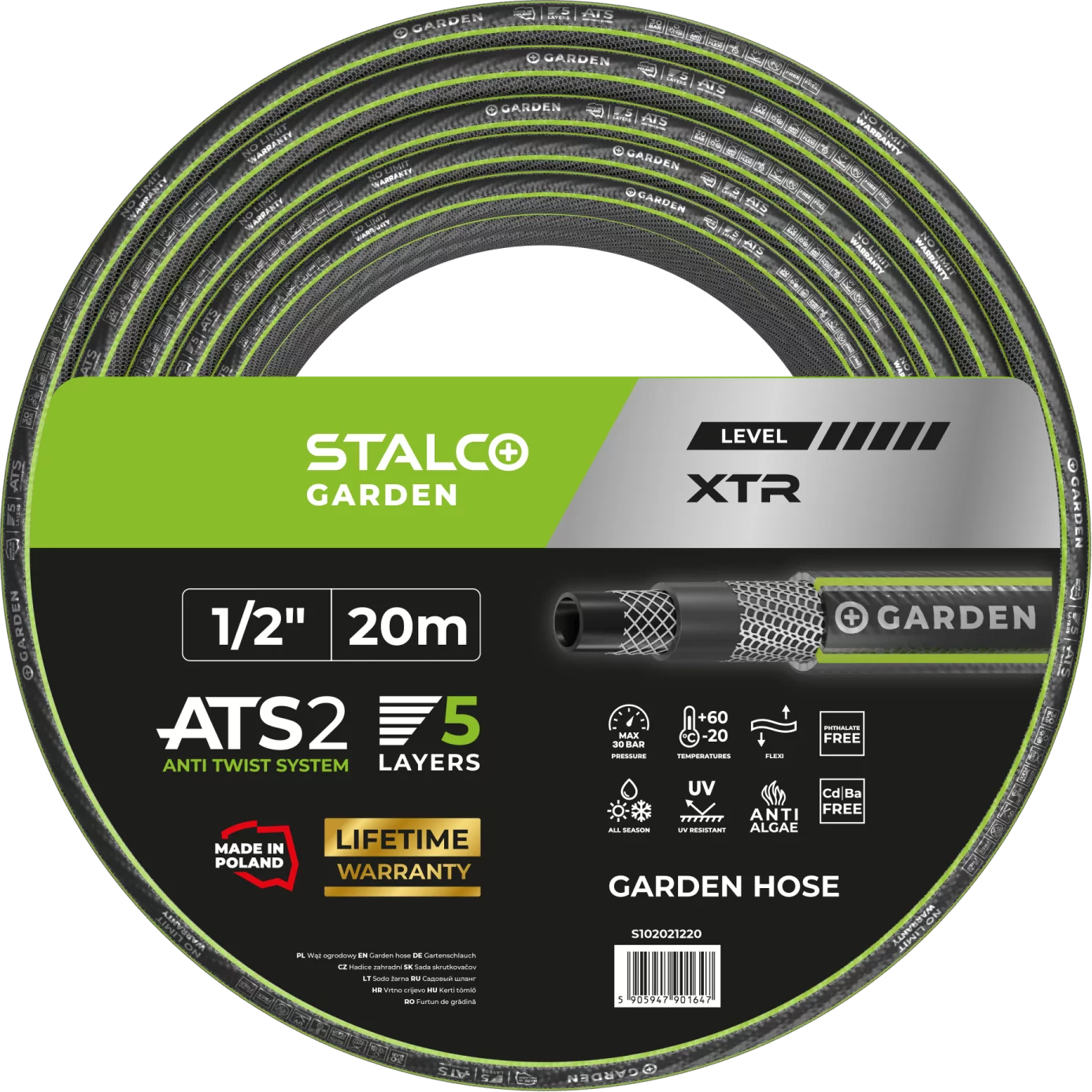 Wąż ogrodowy ATS 1/2” 20m XTR STALCO GARDEN S10