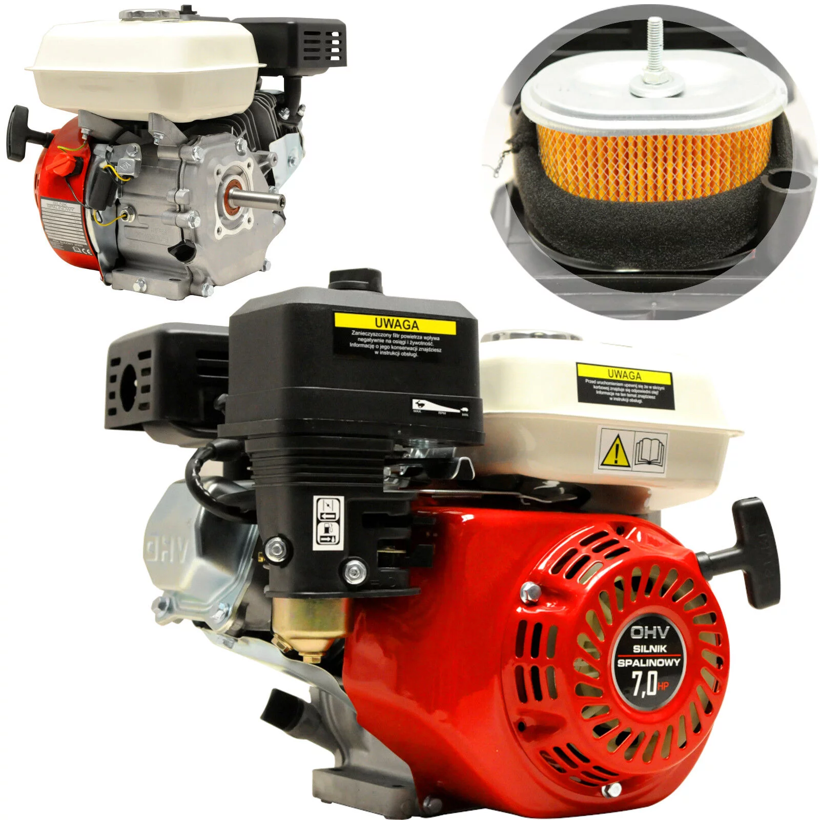 SILNIK SPALINOWY 7HP 19mm ZAMIENNIK GX160