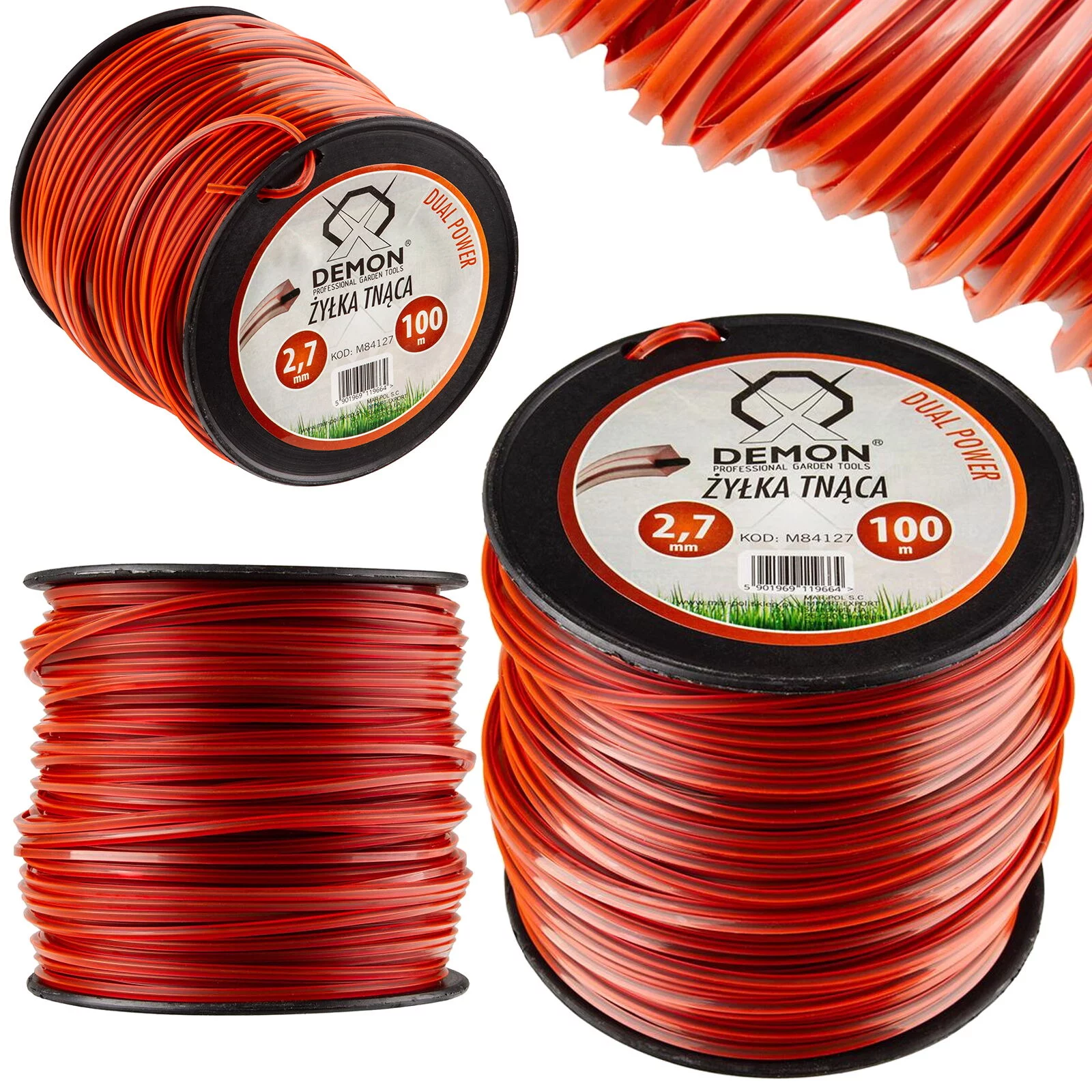 ŻYŁKA 2.7mm* 100m KWADRAT / ZBROJONA