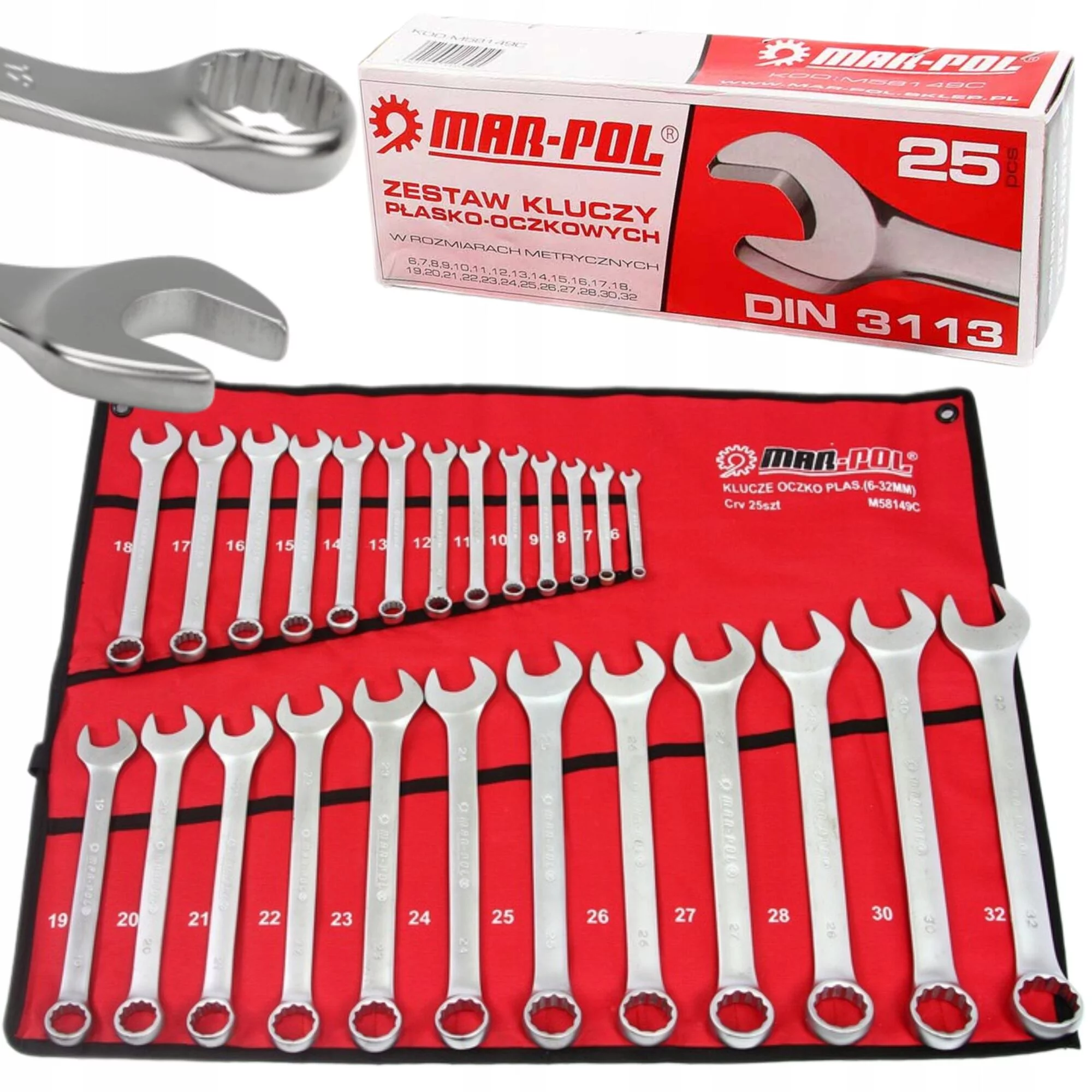 KLUCZE PŁASKO OCZKOWE 25SZT 6-32mm PŁACHTA M58149C