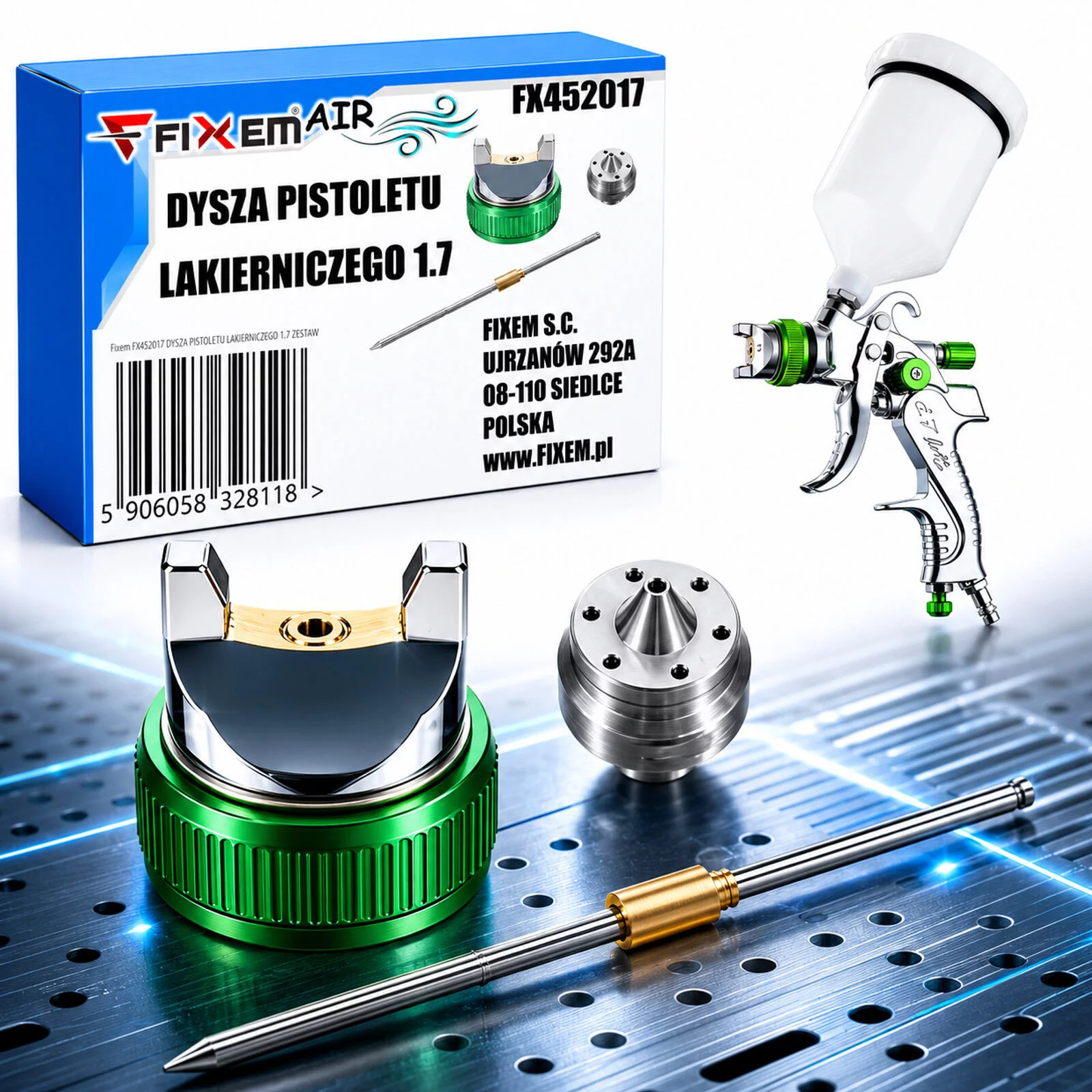 DYSZA PISTOLETU LAKIERNICZEGO 1.7 ZESTAW