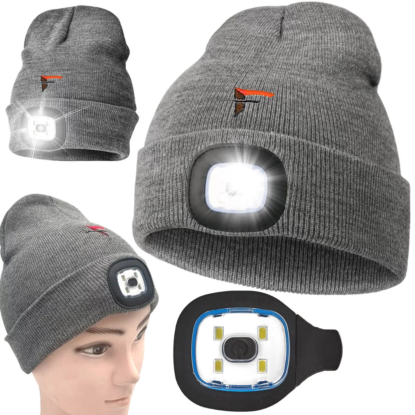 CZAPKA LED SZARA