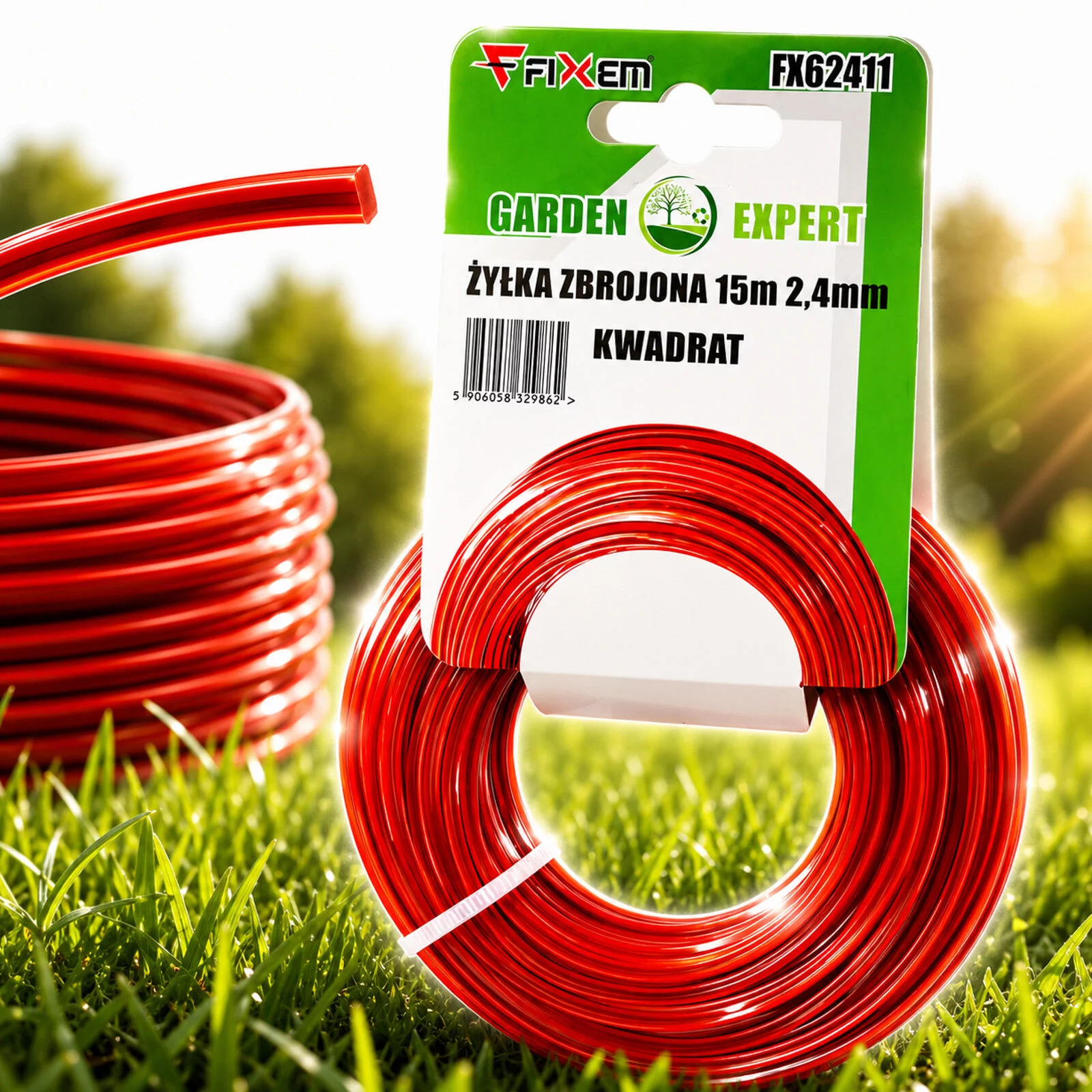 ŻYŁKA ZBROJONA 15m 2,4mm kwadrat