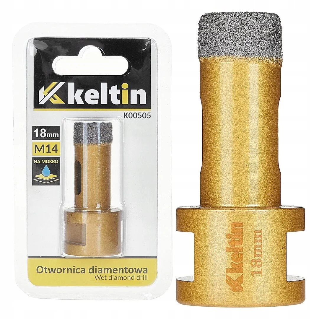 Otwornica diamentowa 18mm M14 do gresu, ceramiki i kamienia