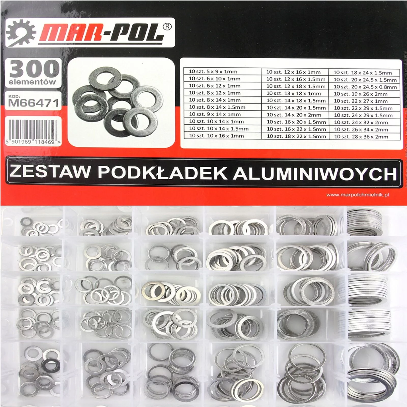 PODKŁADKI ALUMINIOWE ZESTAW 300szt