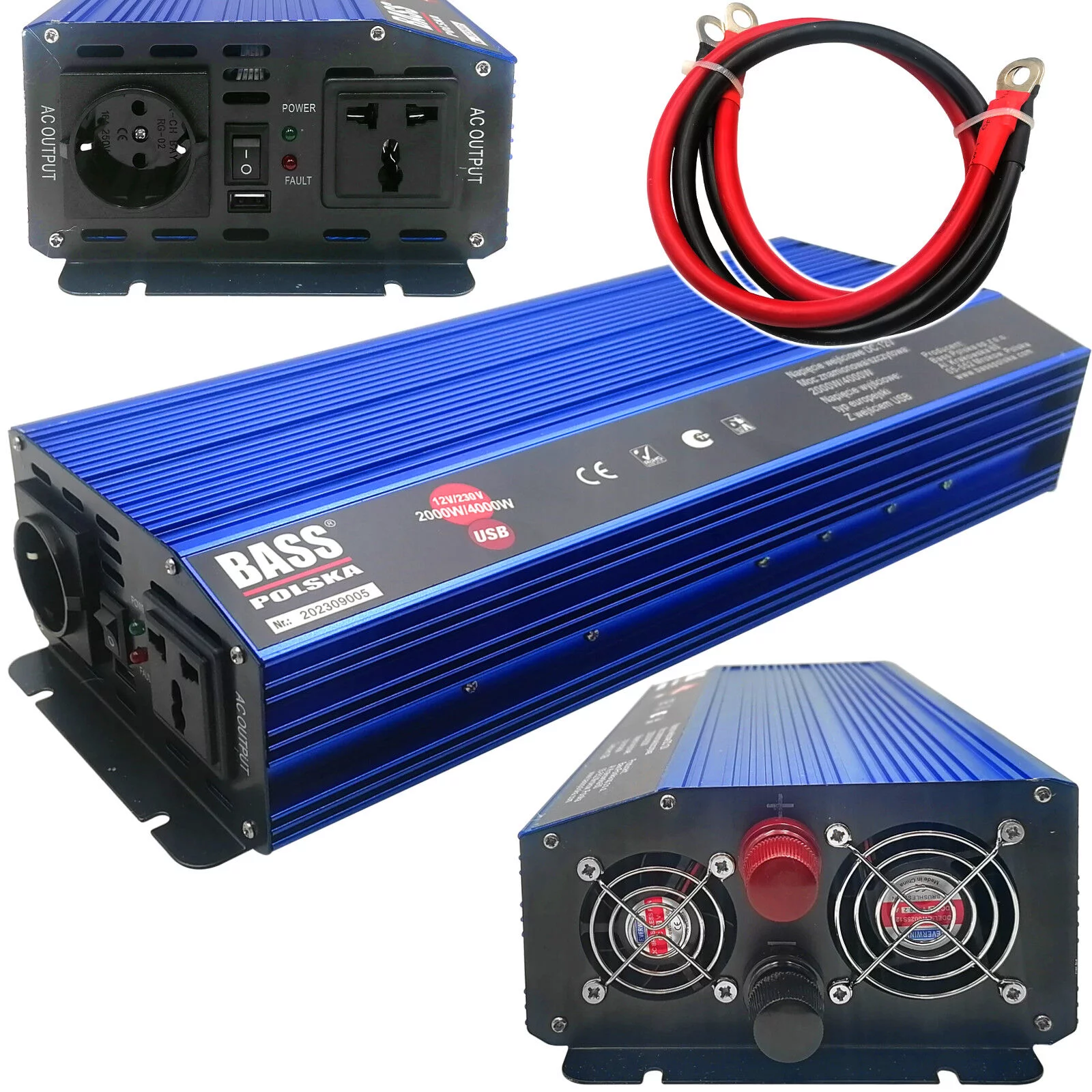 PRZETWORNICA 12V/230V 2000/4000W pełen sinus